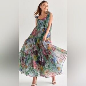 Francesca’s alahna tie strap sage floral maxi dress